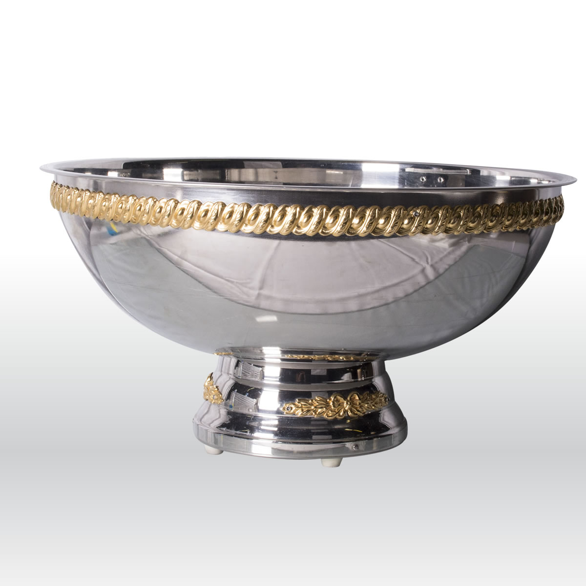 Gold Rimmed Stainless Steel Punch Bowl The Party Centre
